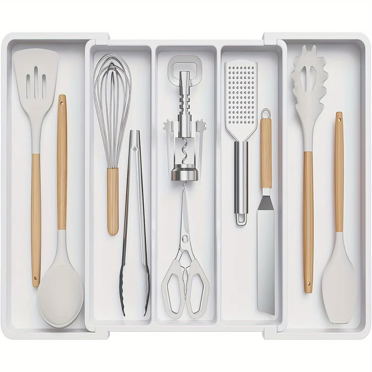 Expandable & Adjustable Large Plastic Kitchen Utensil Organizer - Cutlery Holder & Tool Divider,Kitchen Utensil Organizer