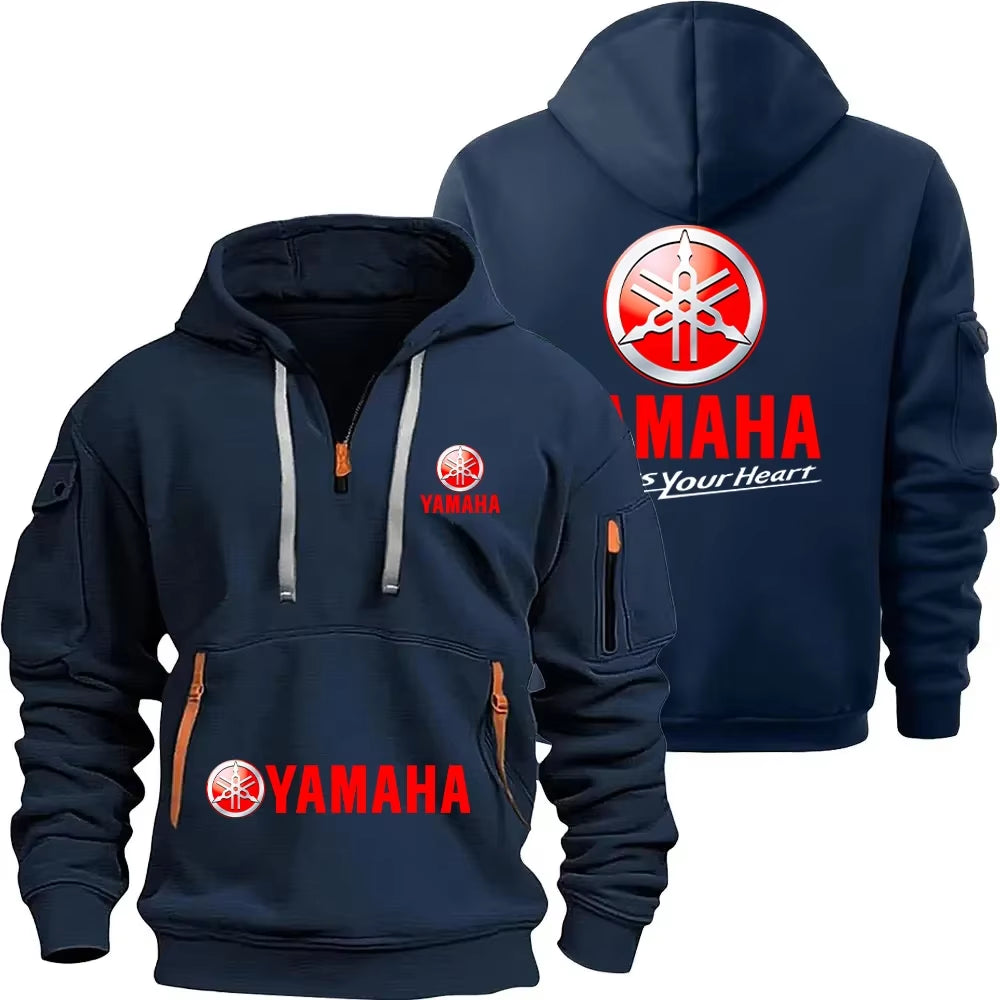 Rev Up Your Style with the Motorcycle Racing Team Men's Half Zipper Hoodie - Perfect for Spring Adventures!