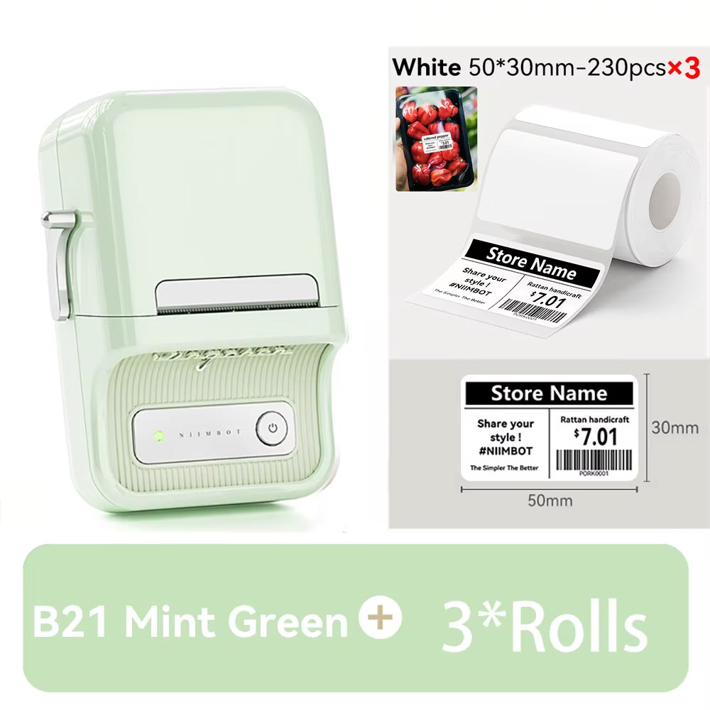 B21 Portable Thermal Printer - Wireless 1500mAh Bluetooth Sticker Maker for Clothing and Jewelry Labels