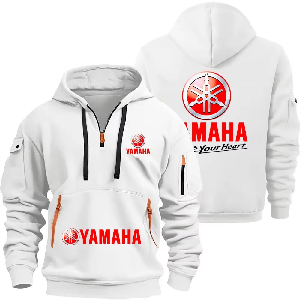 Rev Up Your Style with the Motorcycle Racing Team Men's Half Zipper Hoodie - Perfect for Spring Adventures!