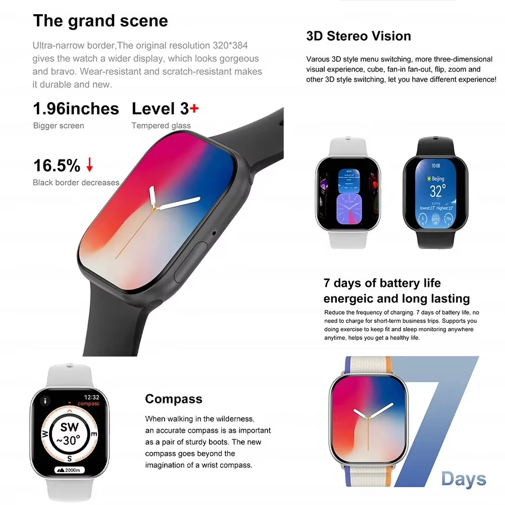 2026 New Original for Apple DT Watch 10 Smart Watch Men AMOLED 4GB Memory Music 3D Surround BT Call Waterproof Smart Watch Woman