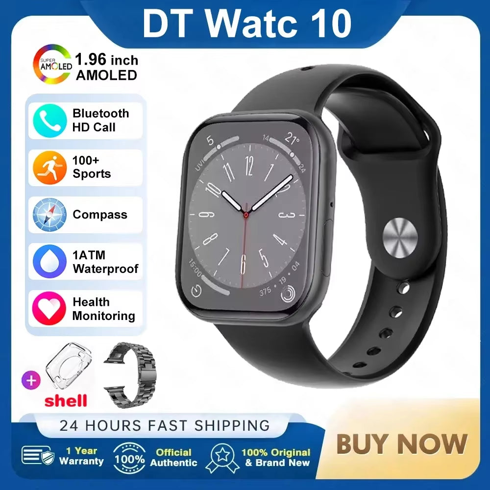 2026 New Original for Apple DT Watch 10 Smart Watch Men AMOLED 4GB Memory Music 3D Surround BT Call Waterproof Smart Watch Woman