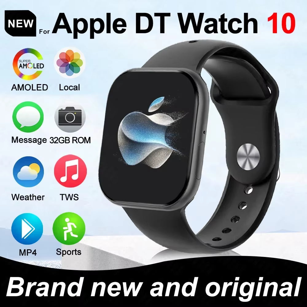 2026 New Original for Apple DT Watch 10 Smart Watch Men AMOLED 4GB Memory Music 3D Surround BT Call Waterproof Smart Watch Woman