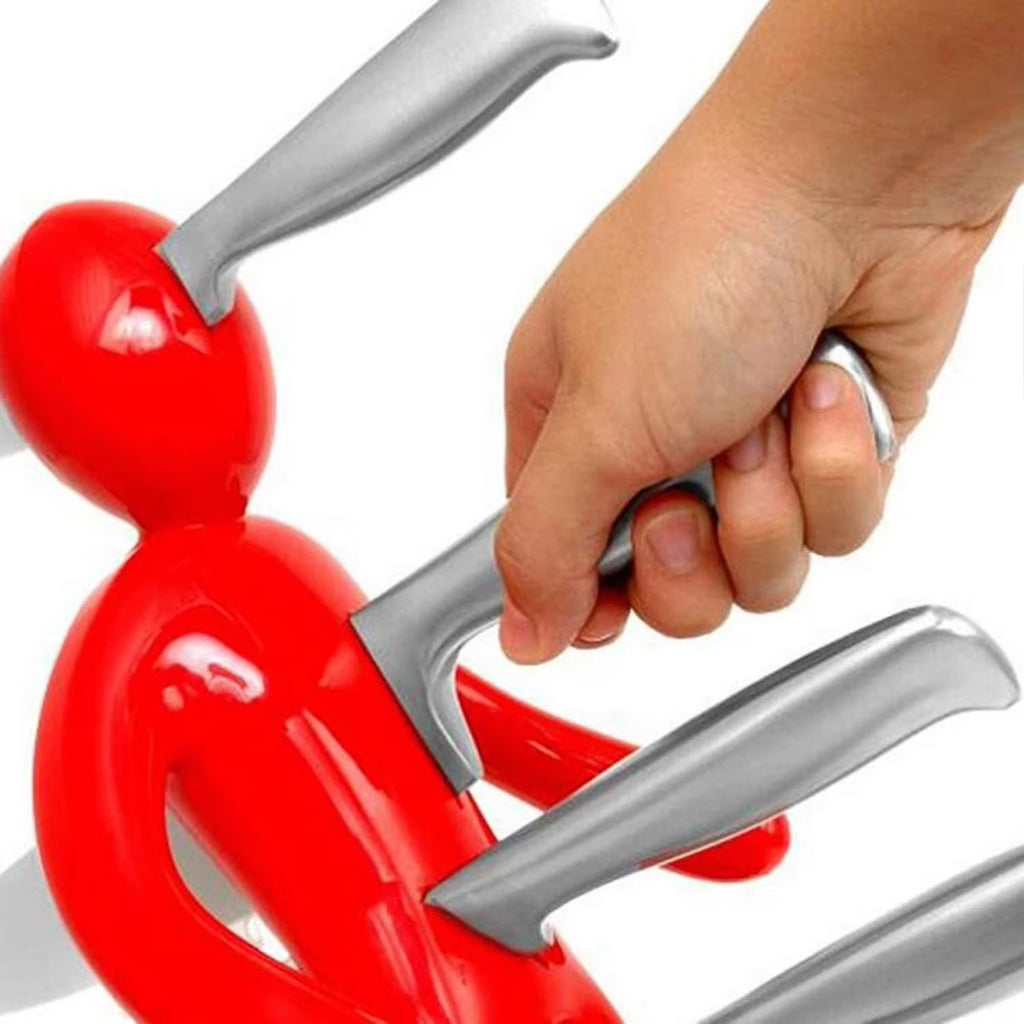 ABS Material Creative Multifunctional Stainless Steel Humanoid Knife Holder Set Storage Rack for Kitchen without Knife