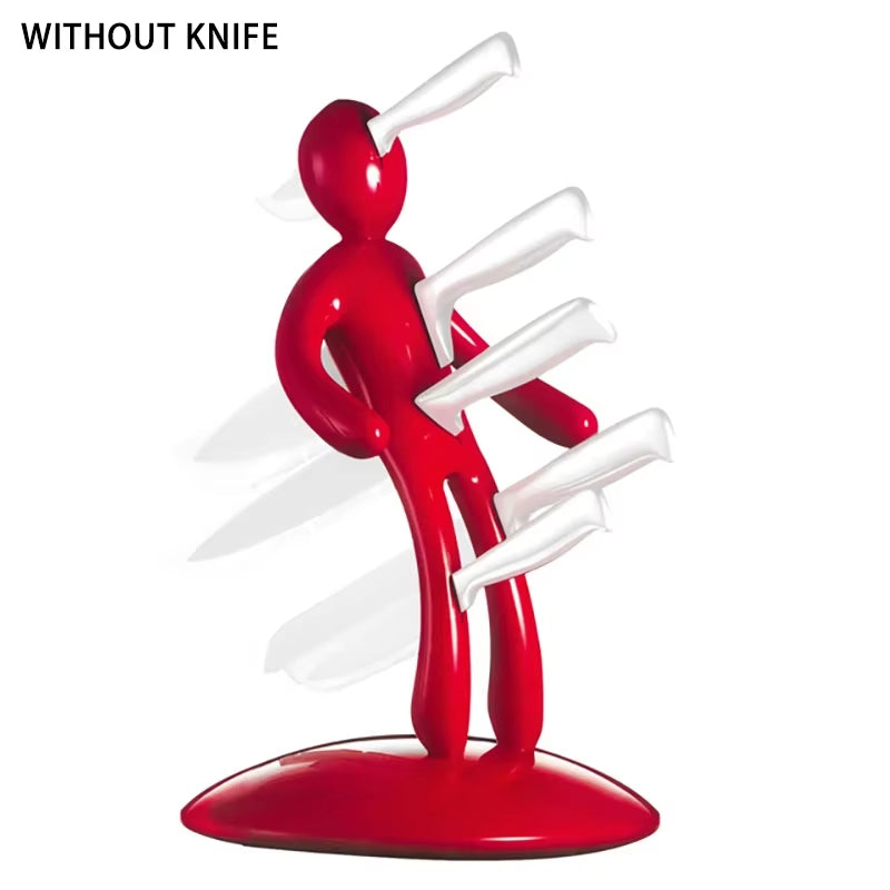 ABS Material Creative Multifunctional Stainless Steel Humanoid Knife Holder Set Storage Rack for Kitchen without Knife