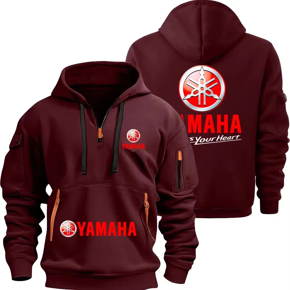 Rev Up Your Style with the Motorcycle Racing Team Men's Half Zipper Hoodie - Perfect for Spring Adventures!