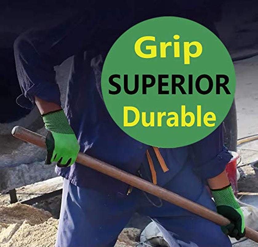 3 Pairs of Ultra-Grip Gardening Gloves - Non-Slip Latex Coated, Versatile and Colorful for House, Car Cleaning, Fishing, and Outdoor Use