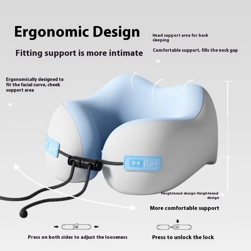 U-Shaped Memory Foam Neck Pillow for Travel and Sleep - Massage Support for Cervical Health and Comfort