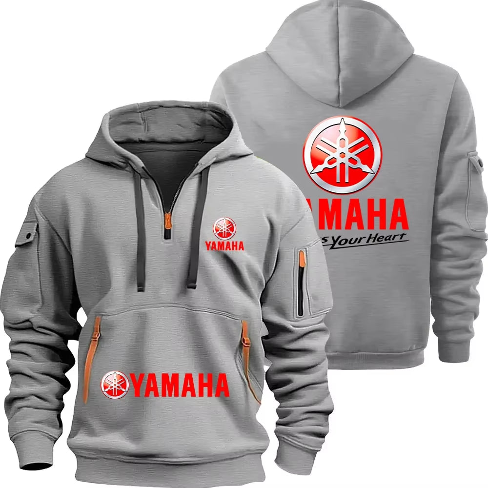 Rev Up Your Style with the Motorcycle Racing Team Men's Half Zipper Hoodie - Perfect for Spring Adventures!