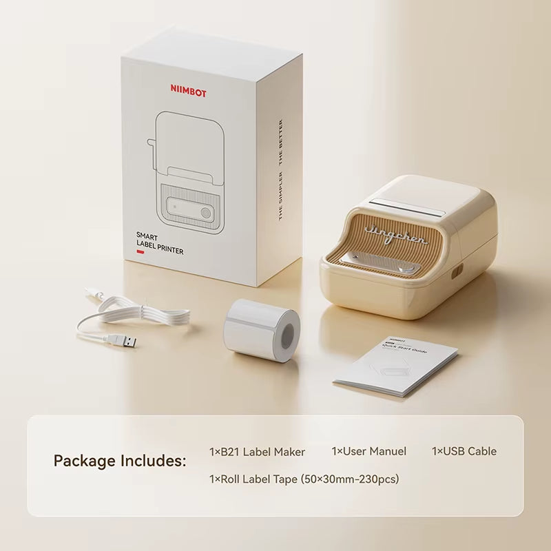 B21 Portable Thermal Printer - Wireless 1500mAh Bluetooth Sticker Maker for Clothing and Jewelry Labels