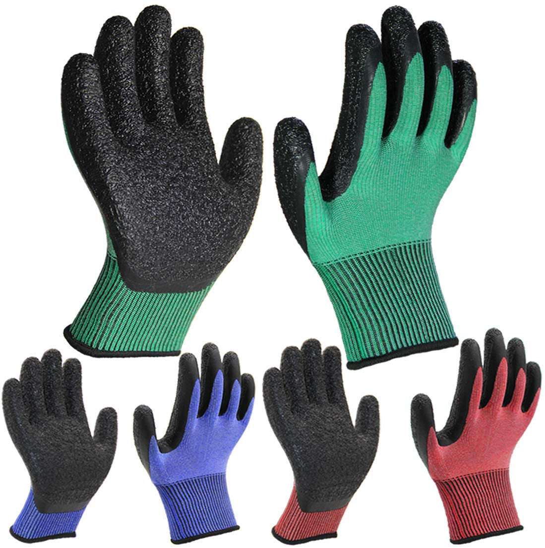 3 Pairs of Ultra-Grip Gardening Gloves - Non-Slip Latex Coated, Versatile and Colorful for House, Car Cleaning, Fishing, and Outdoor Use