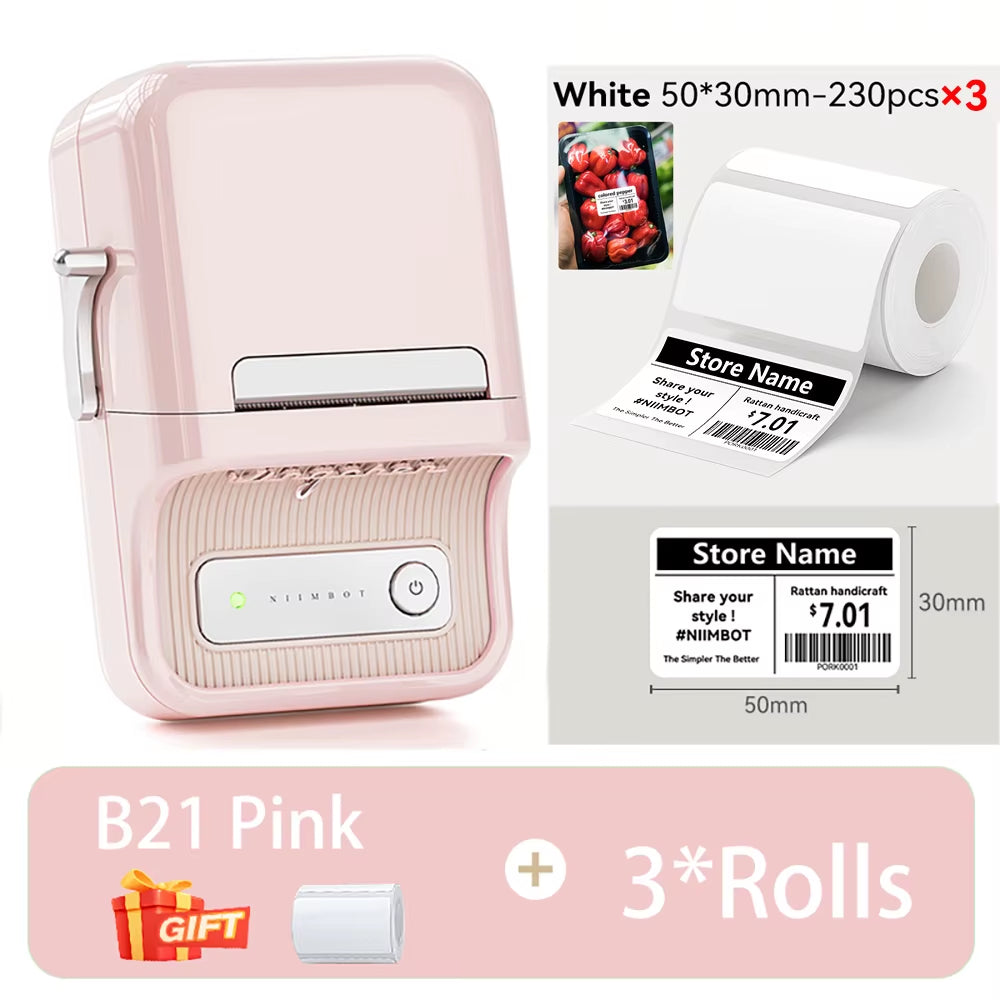 B21 Portable Thermal Printer - Wireless 1500mAh Bluetooth Sticker Maker for Clothing and Jewelry Labels