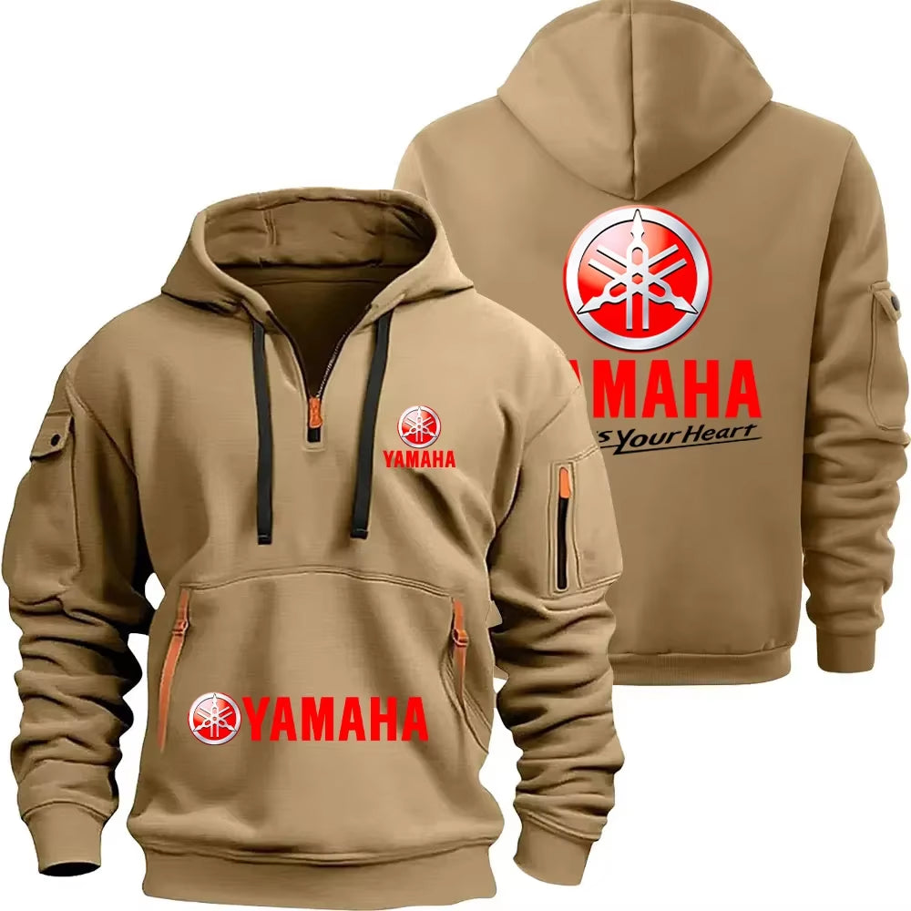 Rev Up Your Style with the Motorcycle Racing Team Men's Half Zipper Hoodie - Perfect for Spring Adventures!