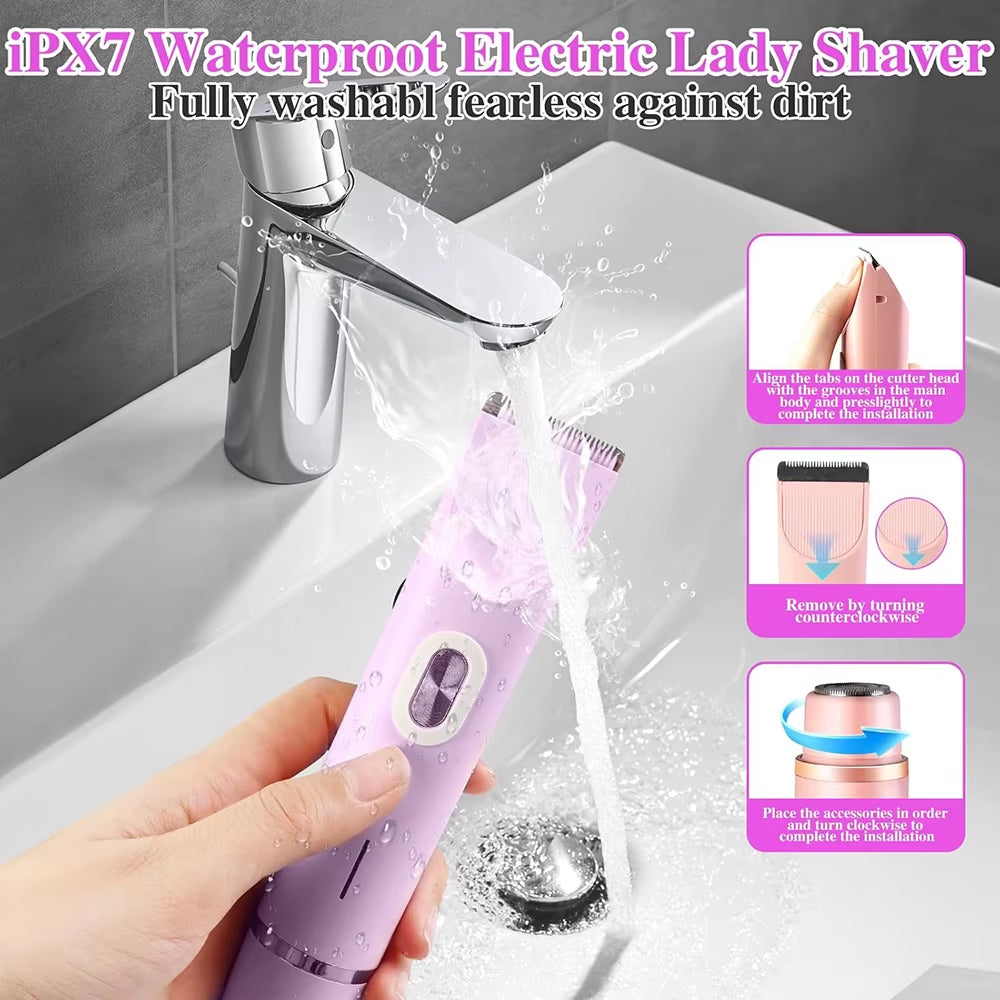 Effortless Hair Removal for Women - Rechargeable Electric Razor for Smooth Skin on Face, Legs, and Bikini Area