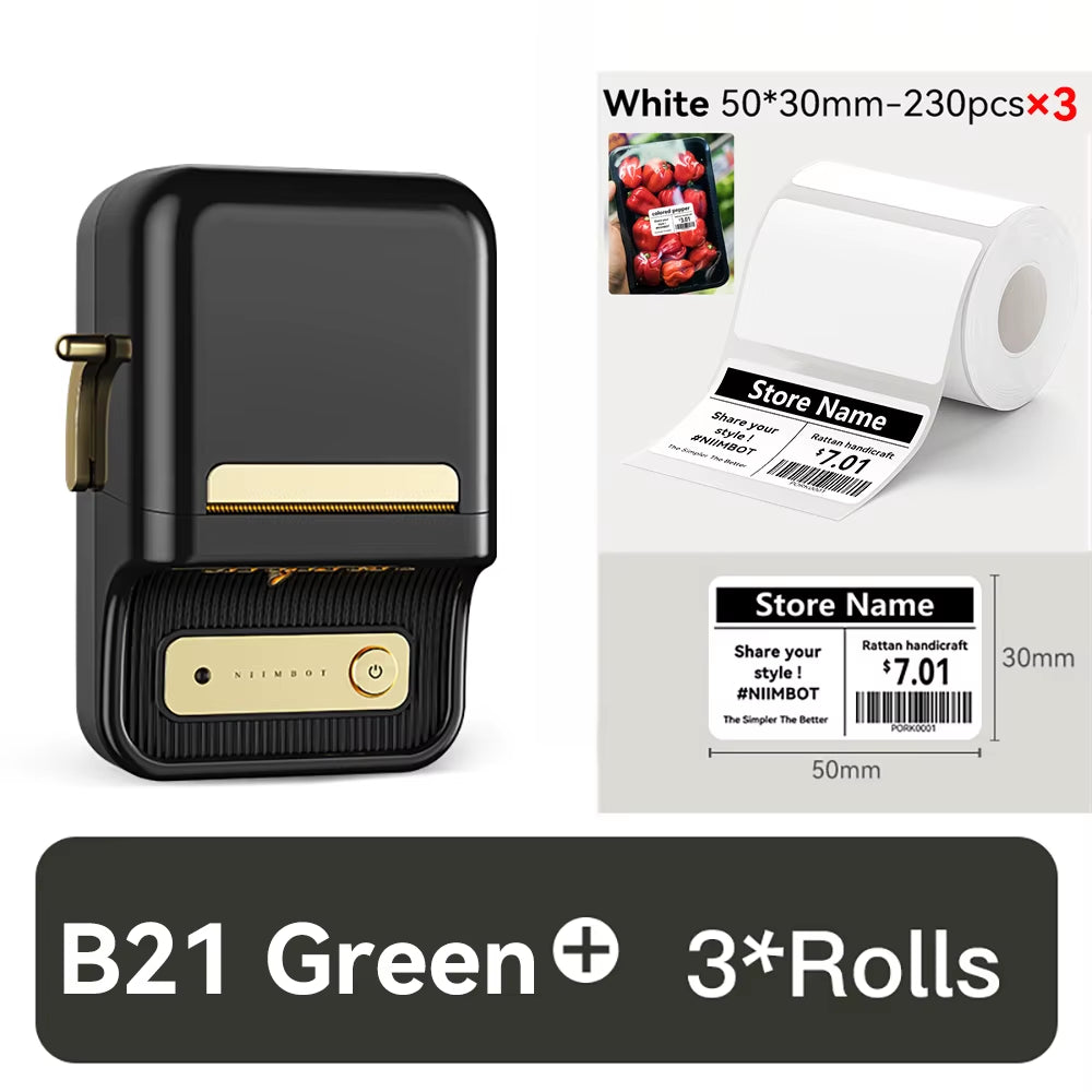 B21 Portable Thermal Printer - Wireless 1500mAh Bluetooth Sticker Maker for Clothing and Jewelry Labels