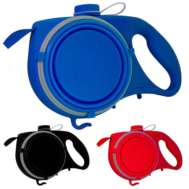 Three in One Dog Leash with Water Bottle and Cup Durable Pet Walking Lead for Dogs Portable Reflective Traction