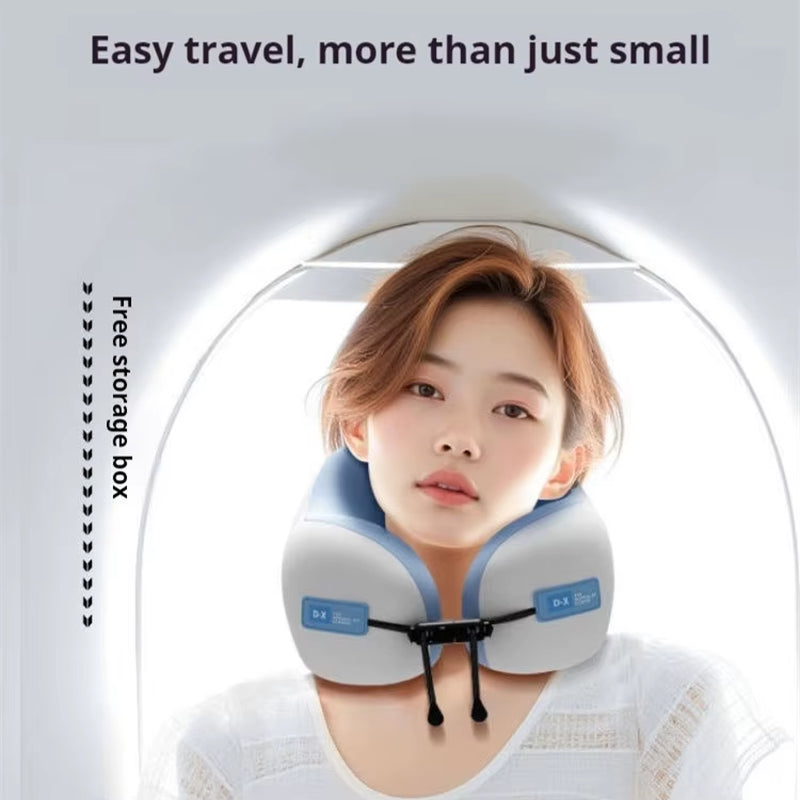 U-Shaped Memory Foam Neck Pillow for Travel and Sleep - Massage Support for Cervical Health and Comfort