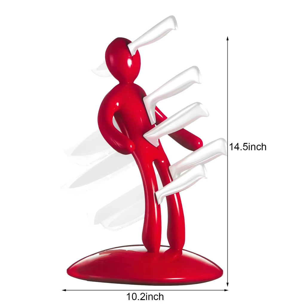 ABS Material Creative Multifunctional Stainless Steel Humanoid Knife Holder Set Storage Rack for Kitchen without Knife