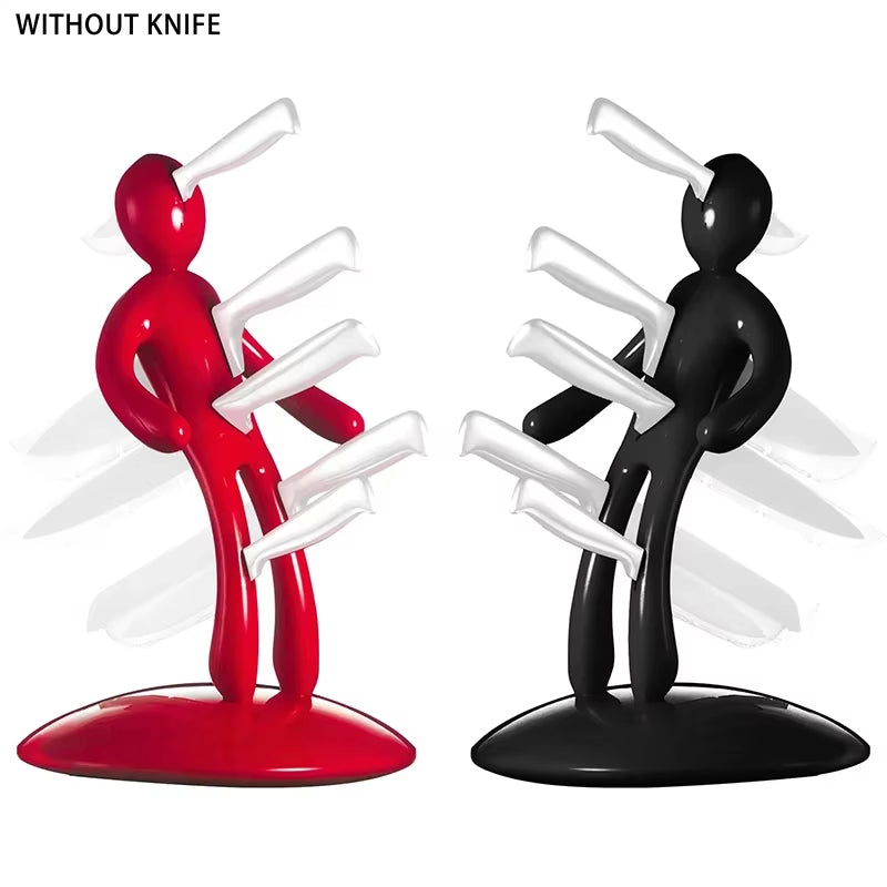 ABS Material Creative Multifunctional Stainless Steel Humanoid Knife Holder Set Storage Rack for Kitchen without Knife
