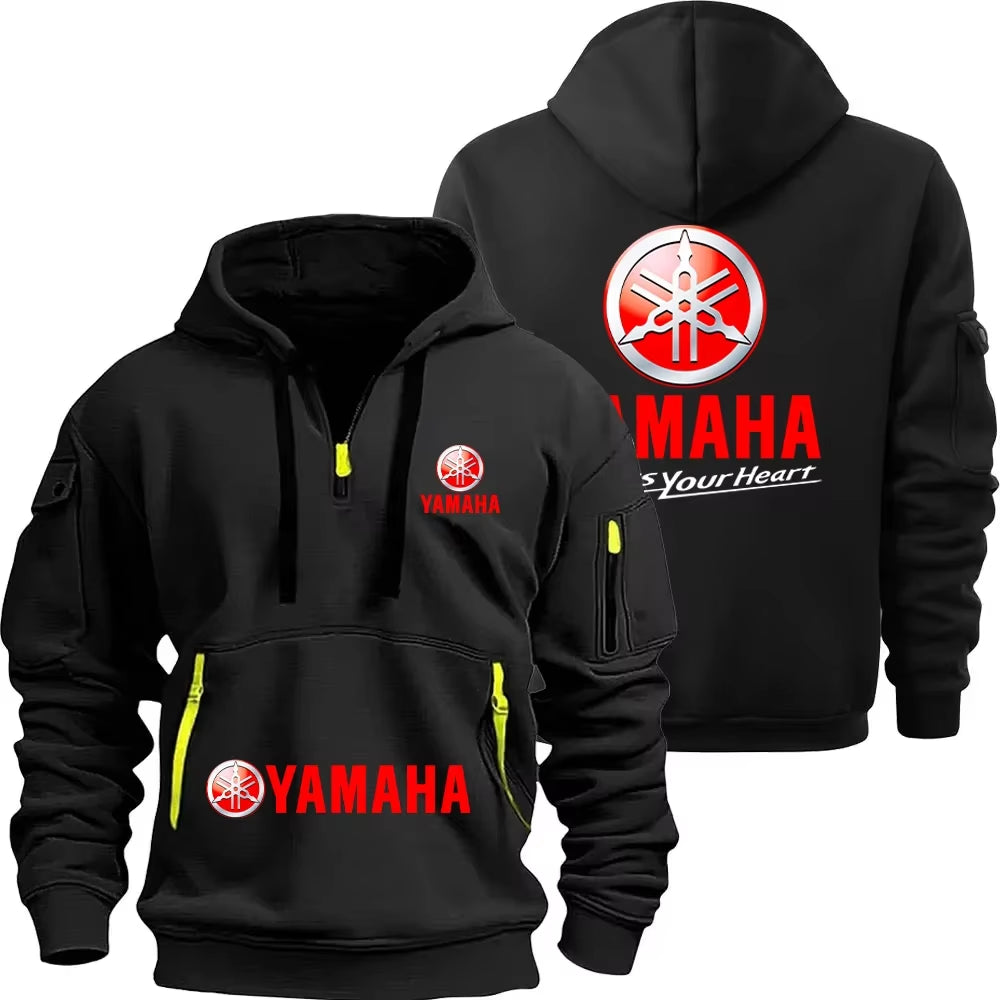 Rev Up Your Style with the Motorcycle Racing Team Men's Half Zipper Hoodie - Perfect for Spring Adventures!