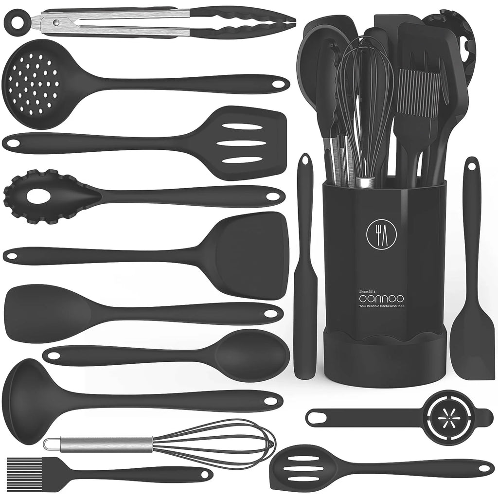 Ultimate Silicone Cooking Utensil Set - 14 Essential Heat-Resistant Tools for Nonstick Cookware, BPA-Free & Dishwasher Safe - Perfect for Every Kitchen!