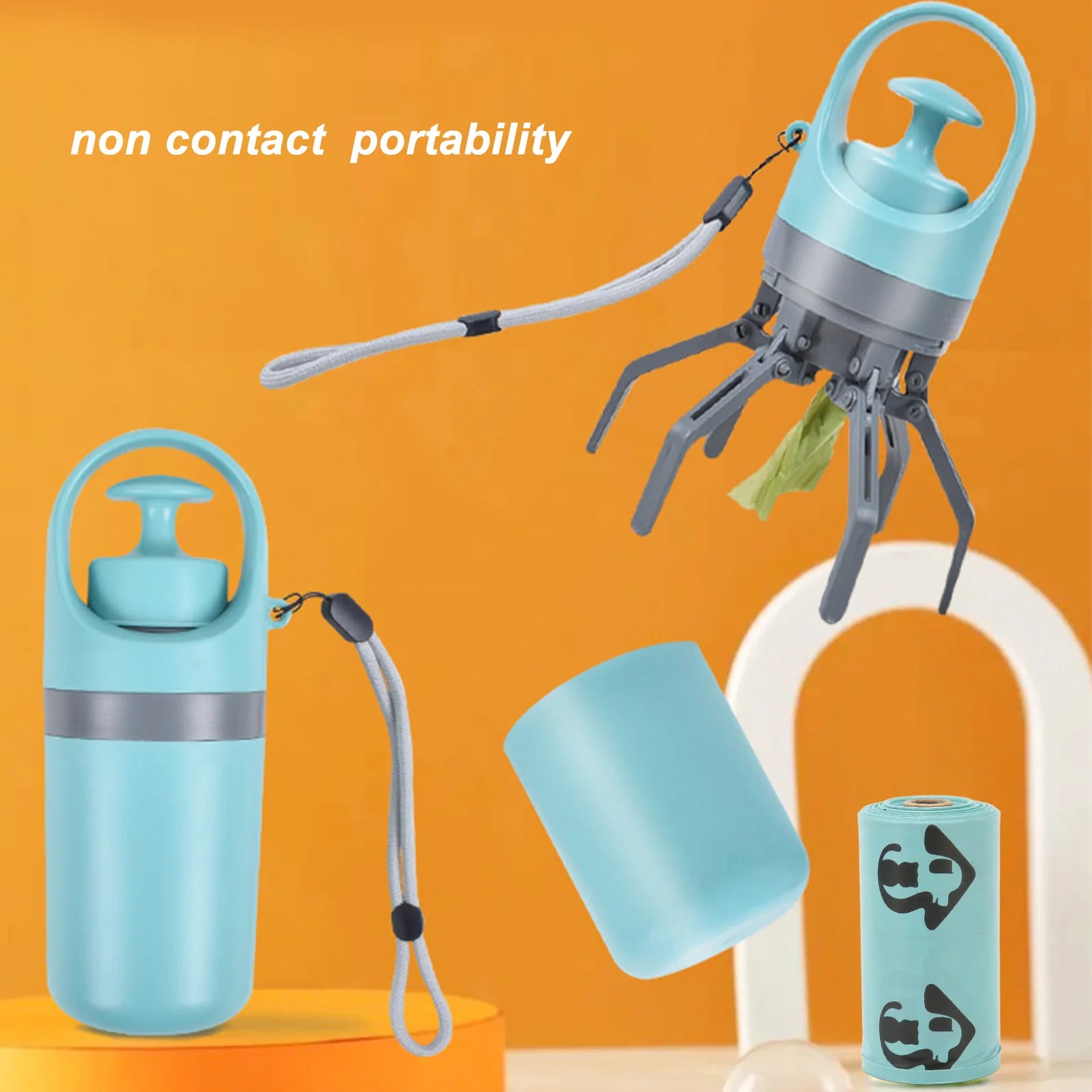 Zero Contact Dog Waste Picker - Lightweight Portable Poop Scooper with Bag Dispenser for Hassle-Free Outdoor Walks