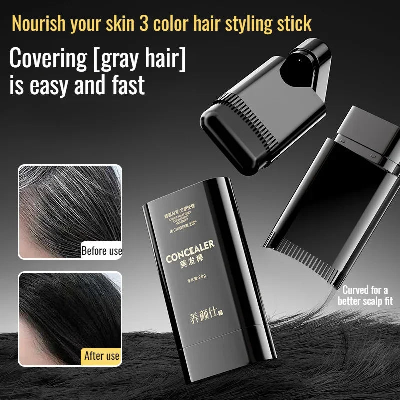 Instant Black Cover Waterproof Hair Dye Stick - Effortless Gray Hair Concealer for a Flawless Hairline