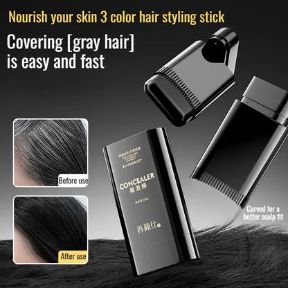 Instant Black Cover Waterproof Hair Dye Stick - Effortless Gray Hair Concealer for a Flawless Hairline