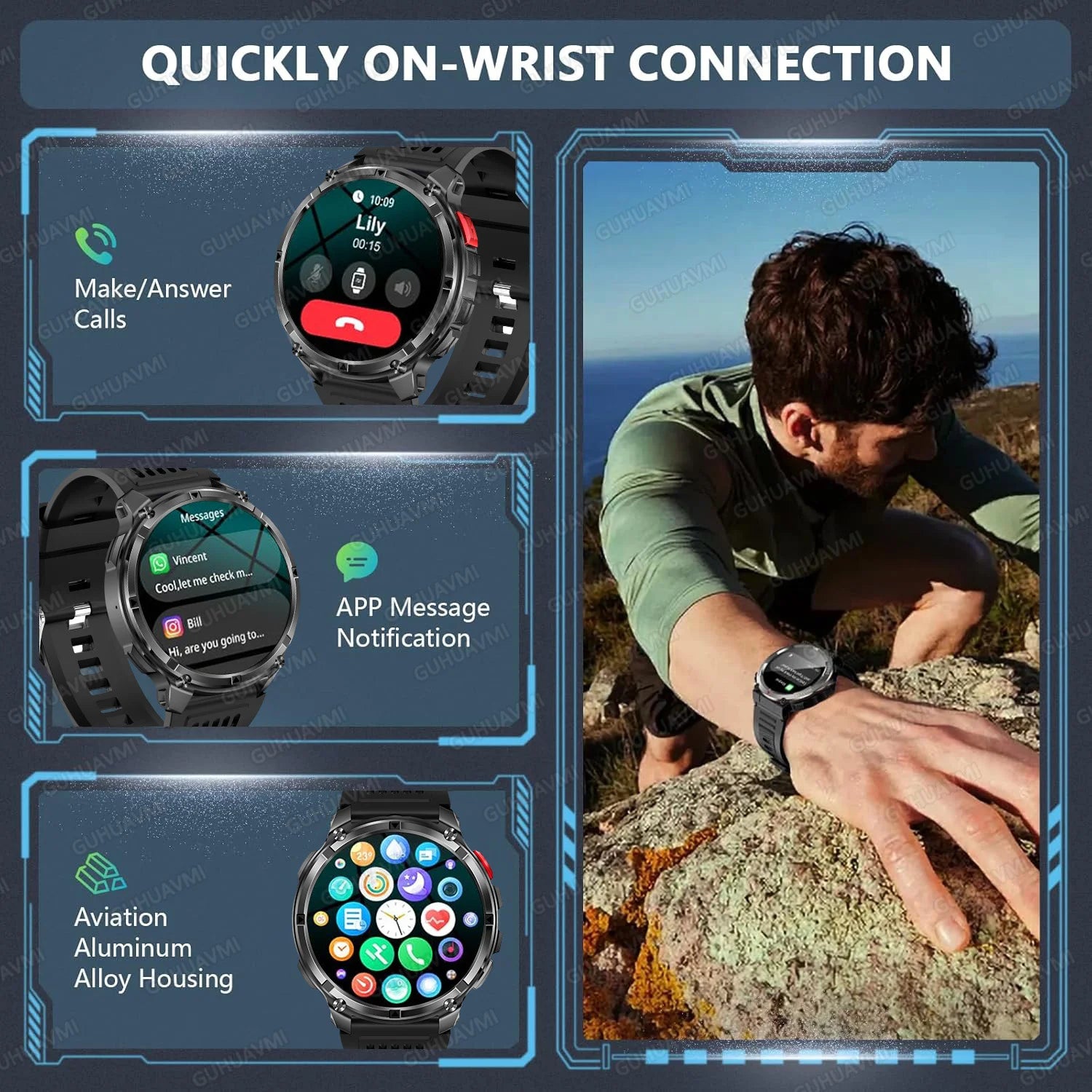 Discover the 2026 T-Rex3 Ultra Military Smart Watch: 1.7" AMOLED Display, 1100mAh Battery, GPS Path, 5ATM Waterproof, Compass & LED Flashlight for Ultimate Adventure
