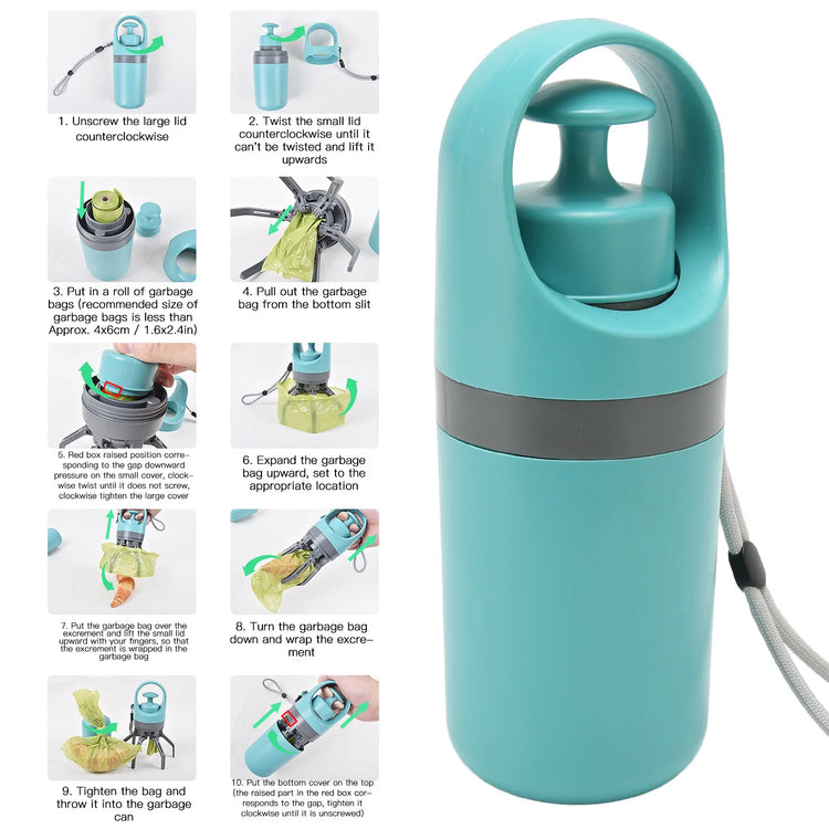Zero Contact Dog Waste Picker - Lightweight Portable Poop Scooper with Bag Dispenser for Hassle-Free Outdoor Walks