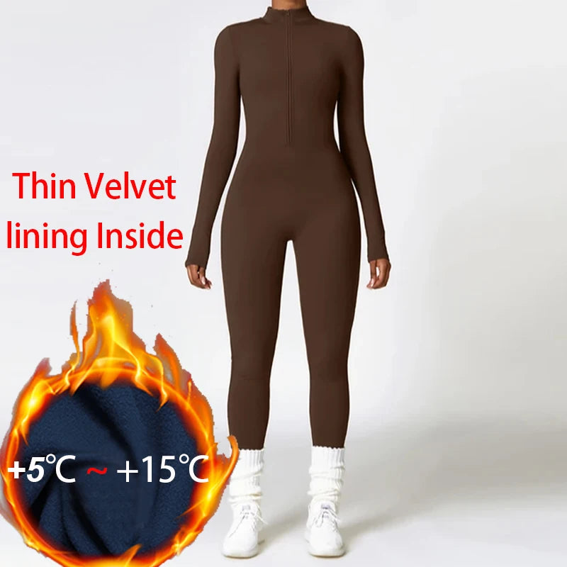 Cozy Up in Style: Winter Plush Fleece Yoga Jumpsuit for Women - Perfect for Fitness & Leisure!