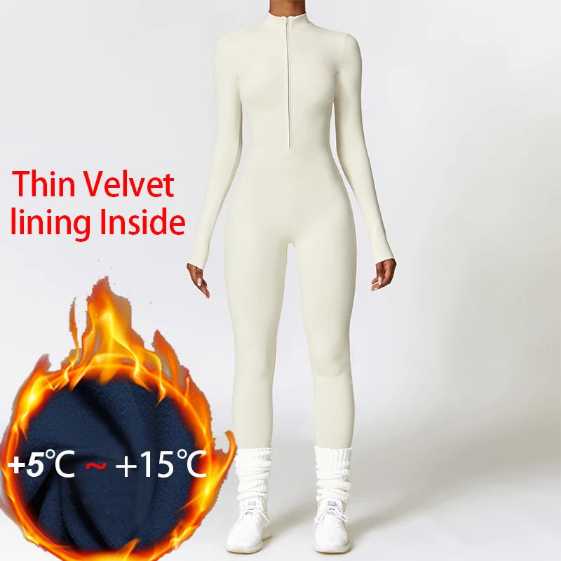 Cozy Up in Style: Winter Plush Fleece Yoga Jumpsuit for Women - Perfect for Fitness & Leisure!