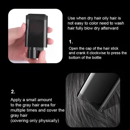 Instant Black Cover Waterproof Hair Dye Stick - Effortless Gray Hair Concealer for a Flawless Hairline