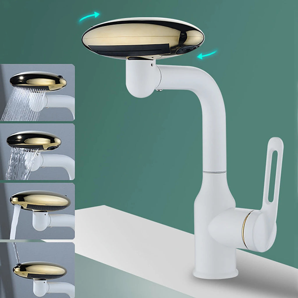 Stainless Steel Universal Multi-Function Rotating Faucet with 360-Degree Rotation and Four Water Outlet Options
