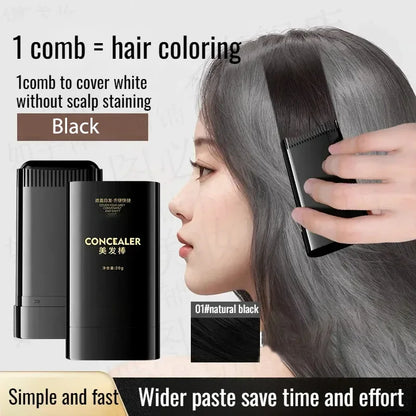 Instant Black Cover Waterproof Hair Dye Stick - Effortless Gray Hair Concealer for a Flawless Hairline