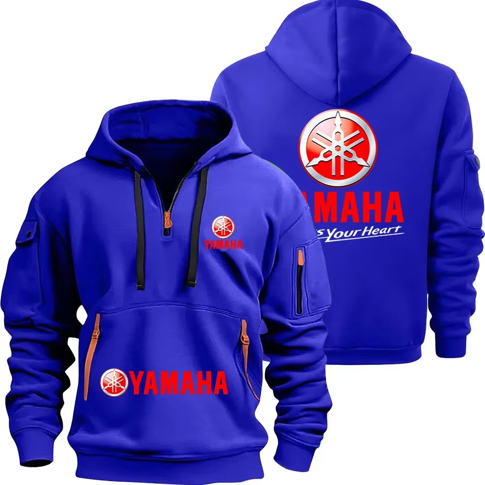 Rev Up Your Style with the Motorcycle Racing Team Men's Half Zipper Hoodie - Perfect for Spring Adventures!