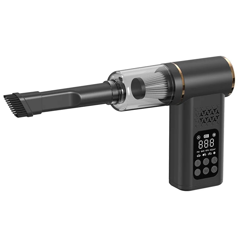 4-in-1 Wireless Car Vacuum Cleaner & Tire Inflator - Portable Multi-Functional Air Pump with Flashlight