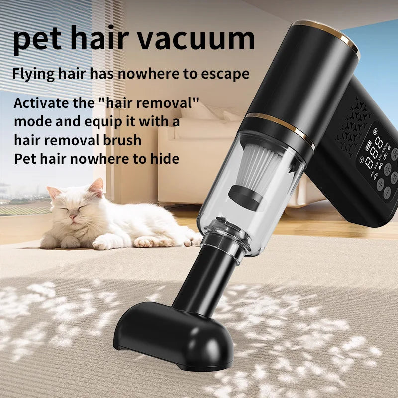 4-in-1 Wireless Car Vacuum Cleaner & Tire Inflator - Portable Multi-Functional Air Pump with Flashlight