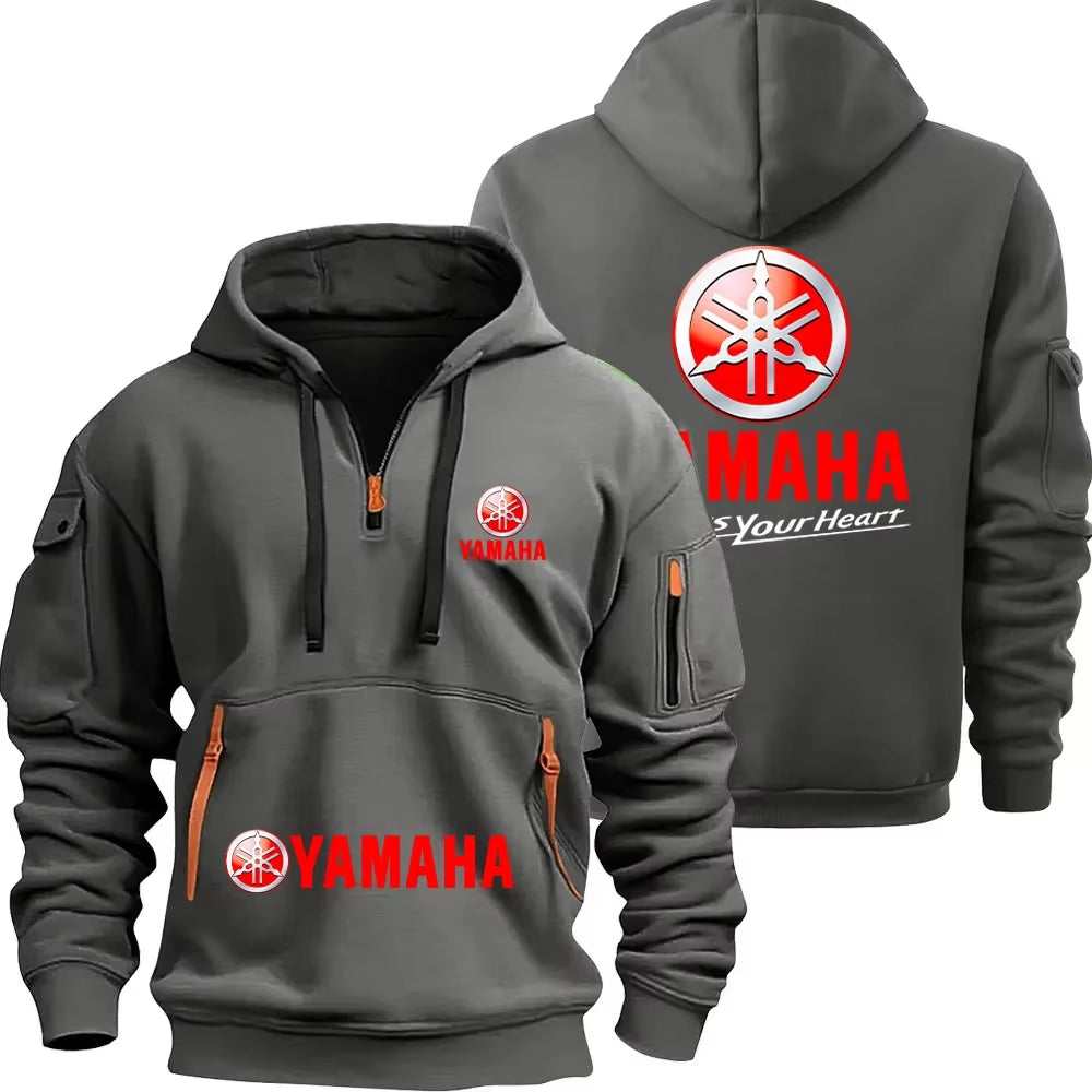 Rev Up Your Style with the Motorcycle Racing Team Men's Half Zipper Hoodie - Perfect for Spring Adventures!