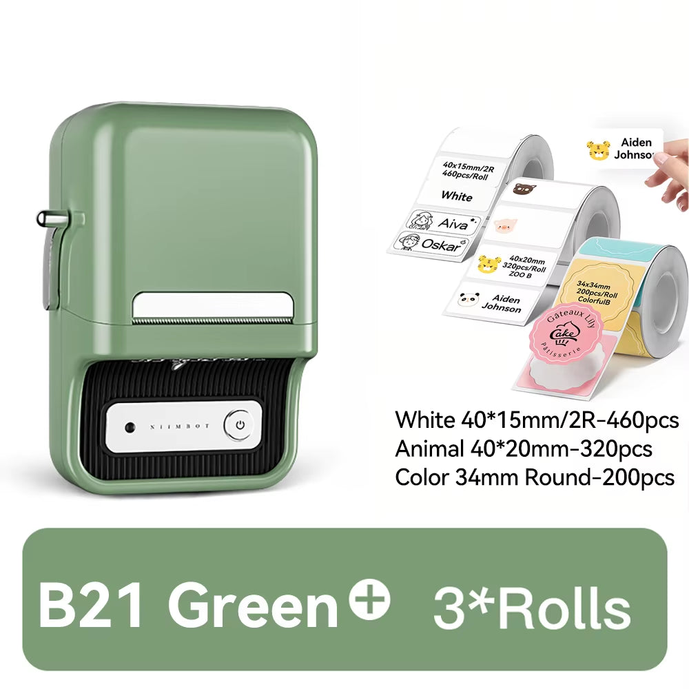 B21 Portable Thermal Printer - Wireless 1500mAh Bluetooth Sticker Maker for Clothing and Jewelry Labels