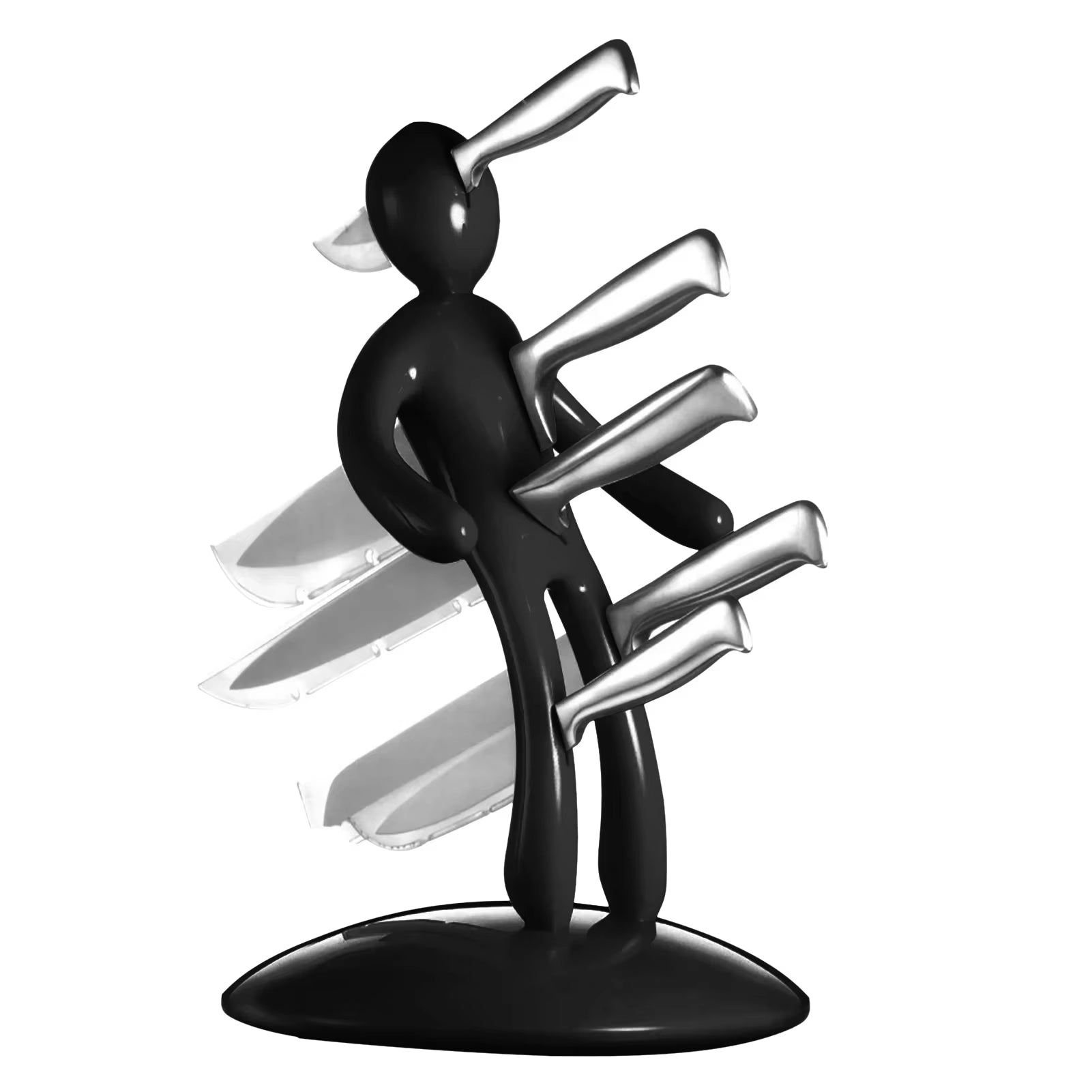 ABS Material Creative Multifunctional Stainless Steel Humanoid Knife Holder Set Storage Rack for Kitchen without Knife