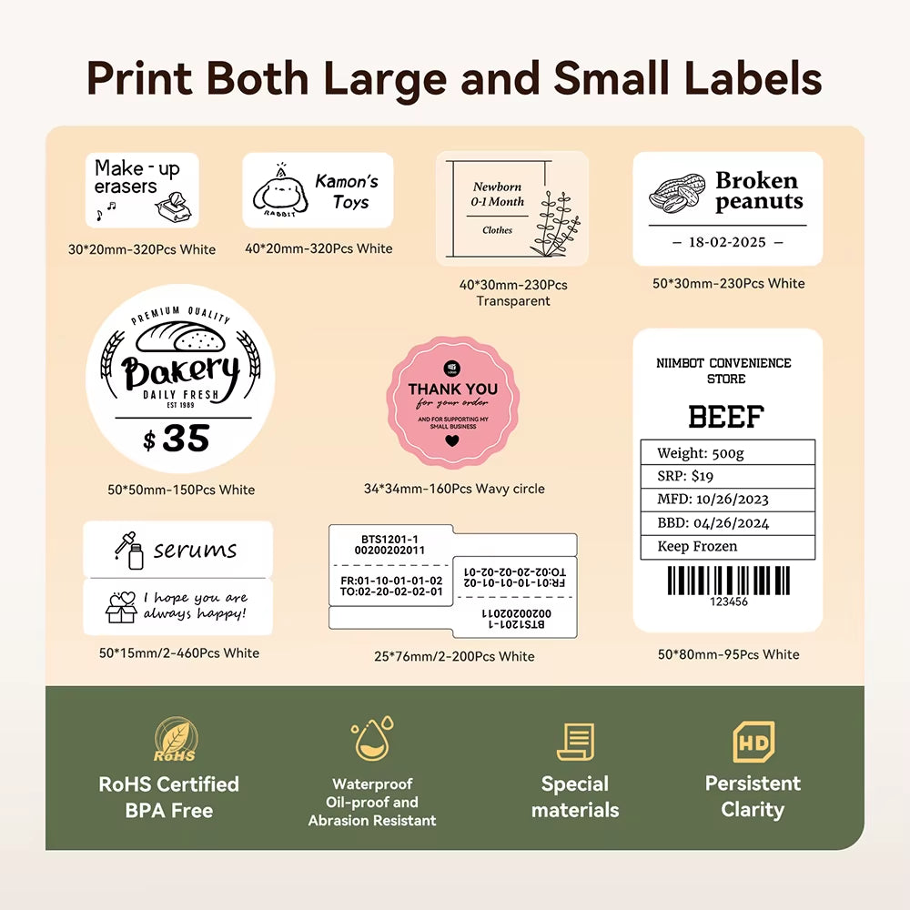 B21 Portable Thermal Printer - Wireless 1500mAh Bluetooth Sticker Maker for Clothing and Jewelry Labels