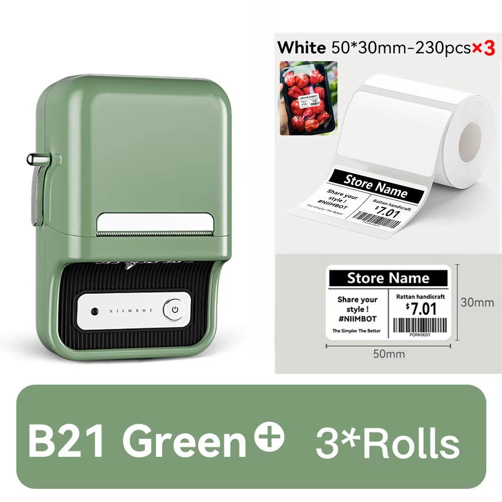 B21 Portable Thermal Printer - Wireless 1500mAh Bluetooth Sticker Maker for Clothing and Jewelry Labels